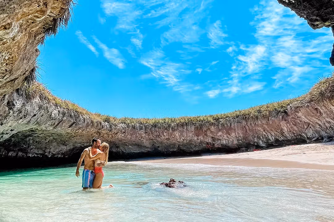photo of the Hidden Beach or the rock archways of Marietas Islands.